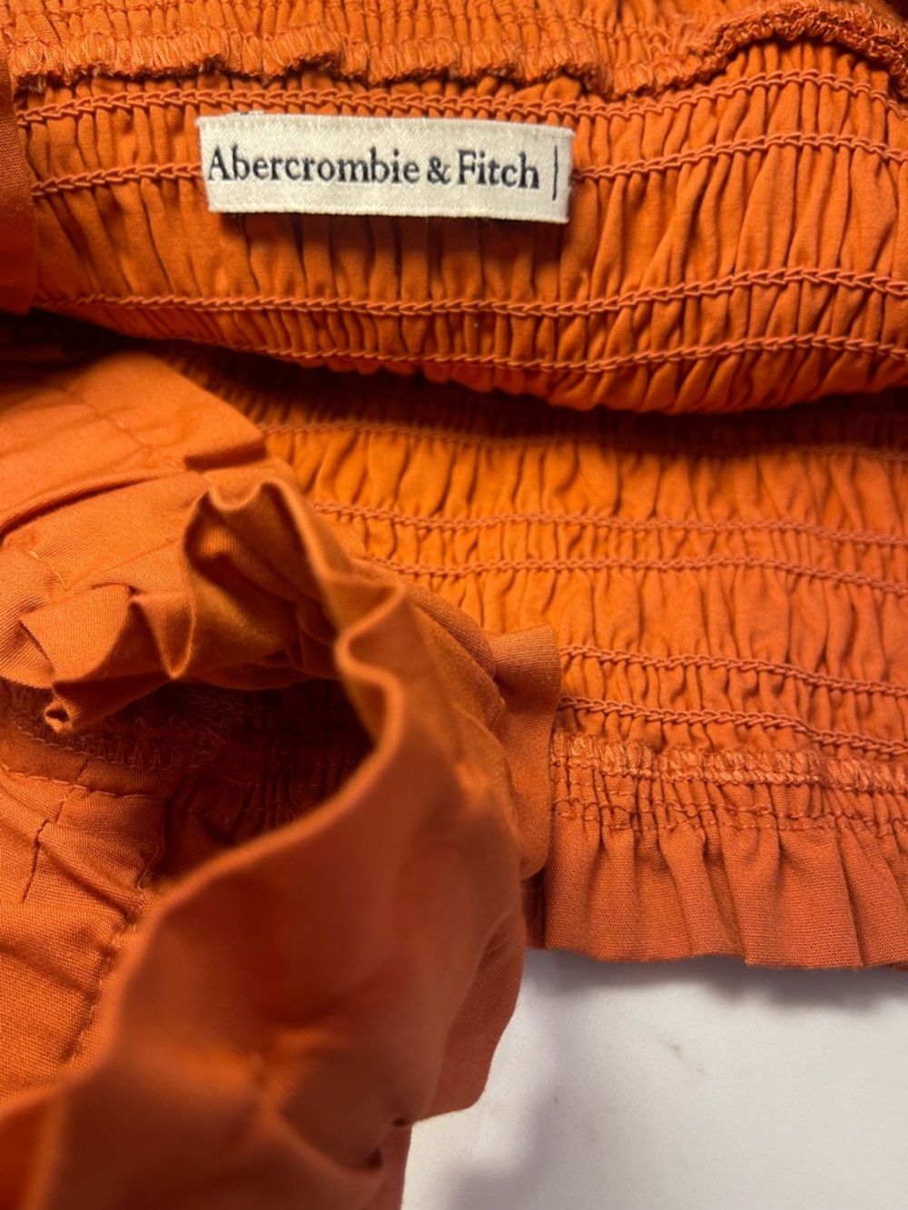 Worn Once! Abercrombie & Fitch Women’s Ruffled Strap Tiered Dress -Burnt Orange - Picture 12 of 13